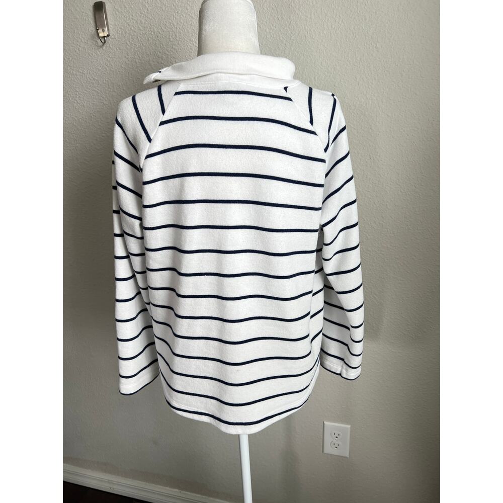 J. Crew Factory White Striped Wide Button Collar Pullover Sweatshirt Women's M - Picture 5 of 7